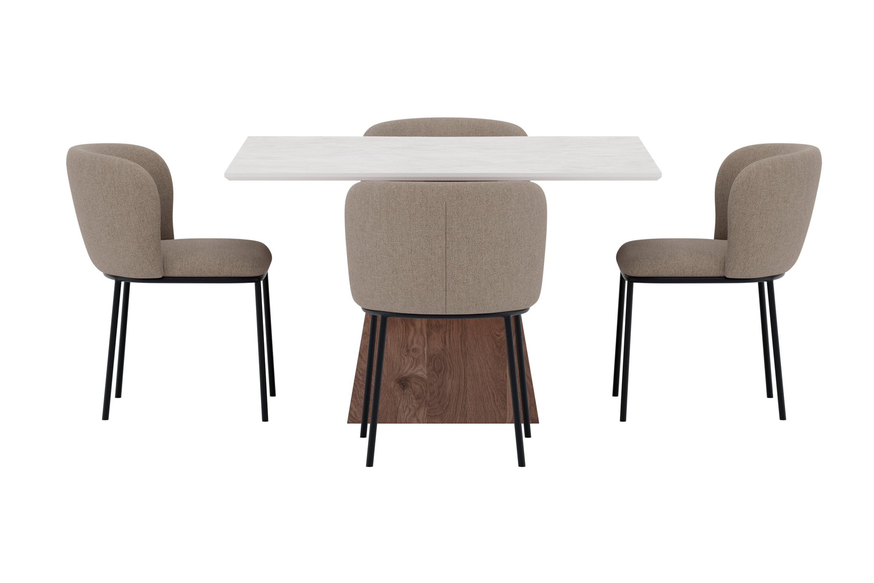 Cael, Edina ensemble repas rectangulaire gris clair, noir, marron, moka sur fond clair