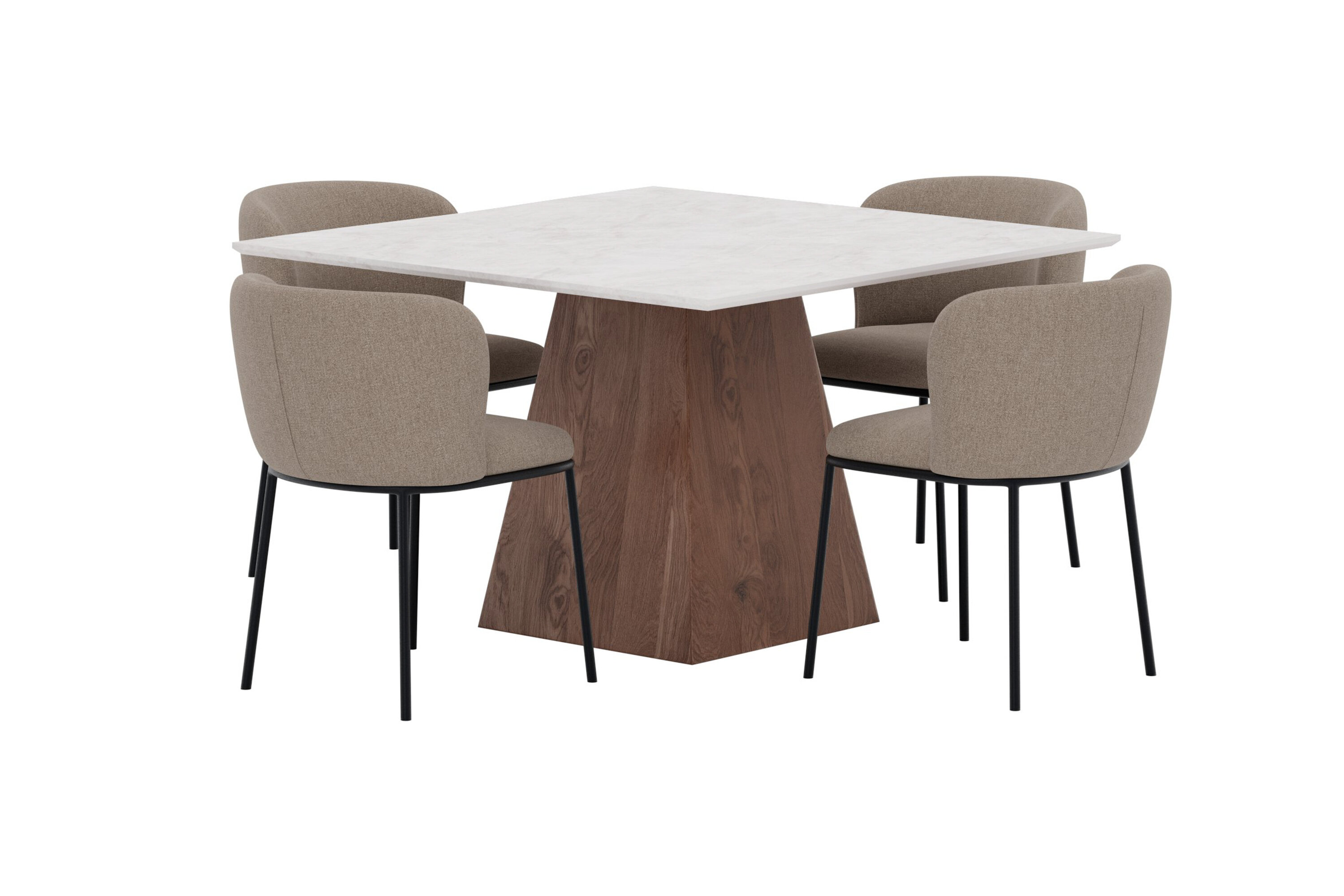 Cael, Edina ensemble repas rectangulaire gris clair, noir, marron, moka sur fond clair