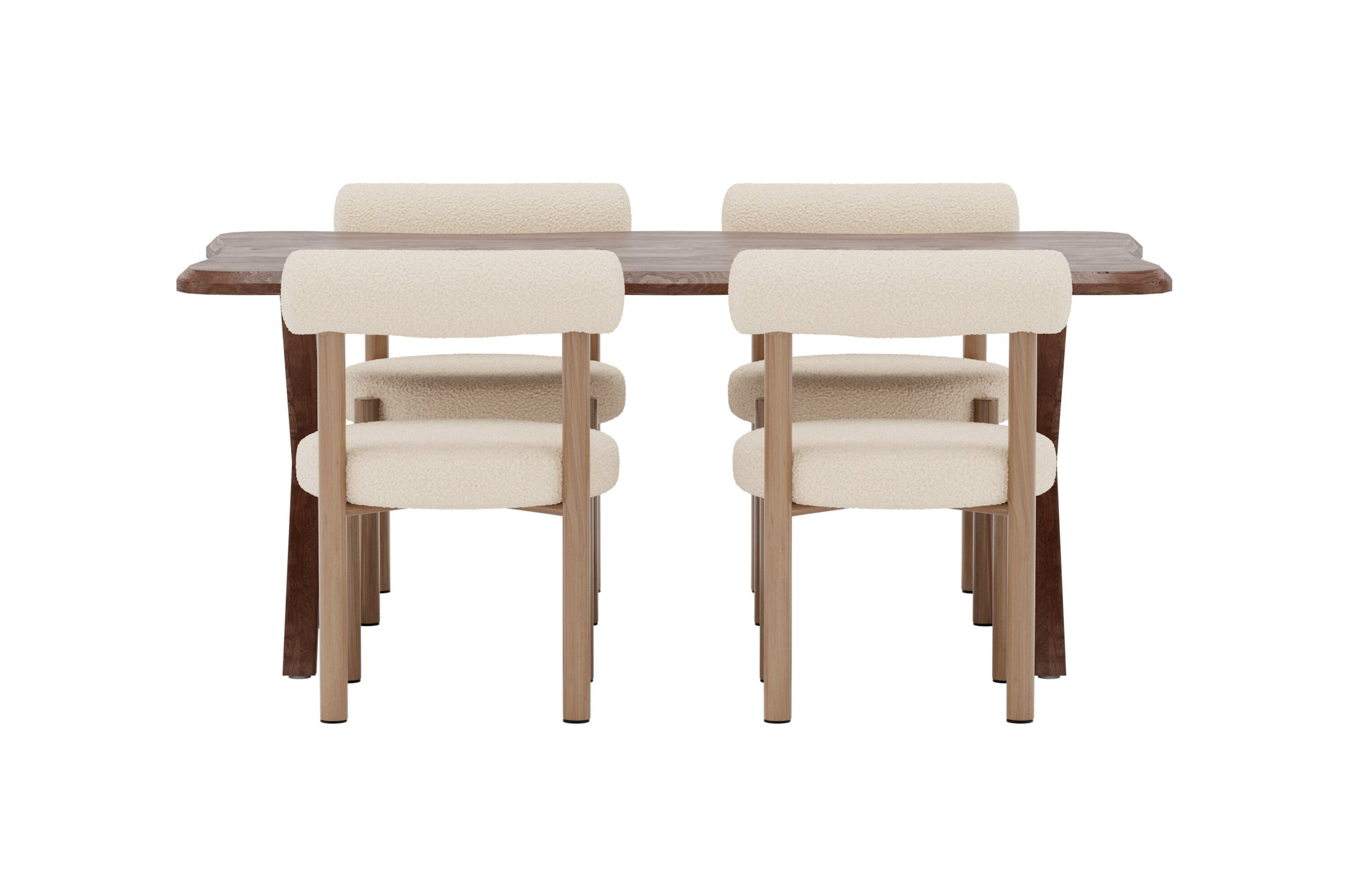 Fiona, Tillo ensemble repas rectangulaire noyer, blanc, marron sur fond clair