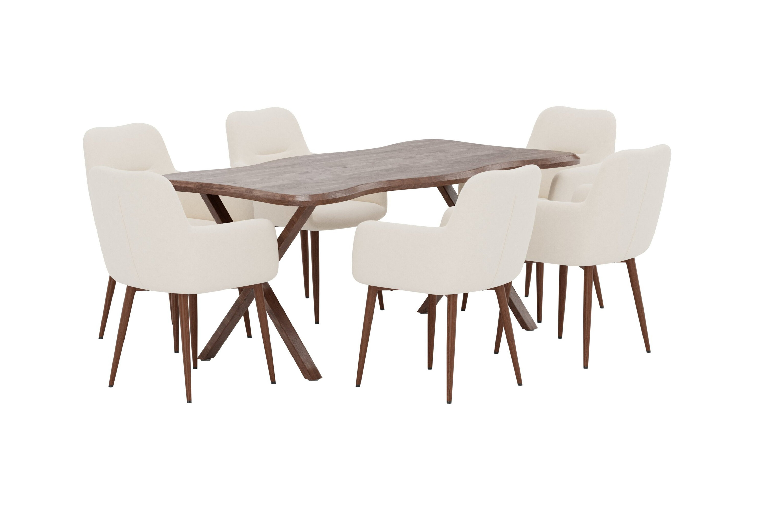 Fiona, Tomorrow ensemble repas rectangulaire noyer, beige, moka sur fond clair