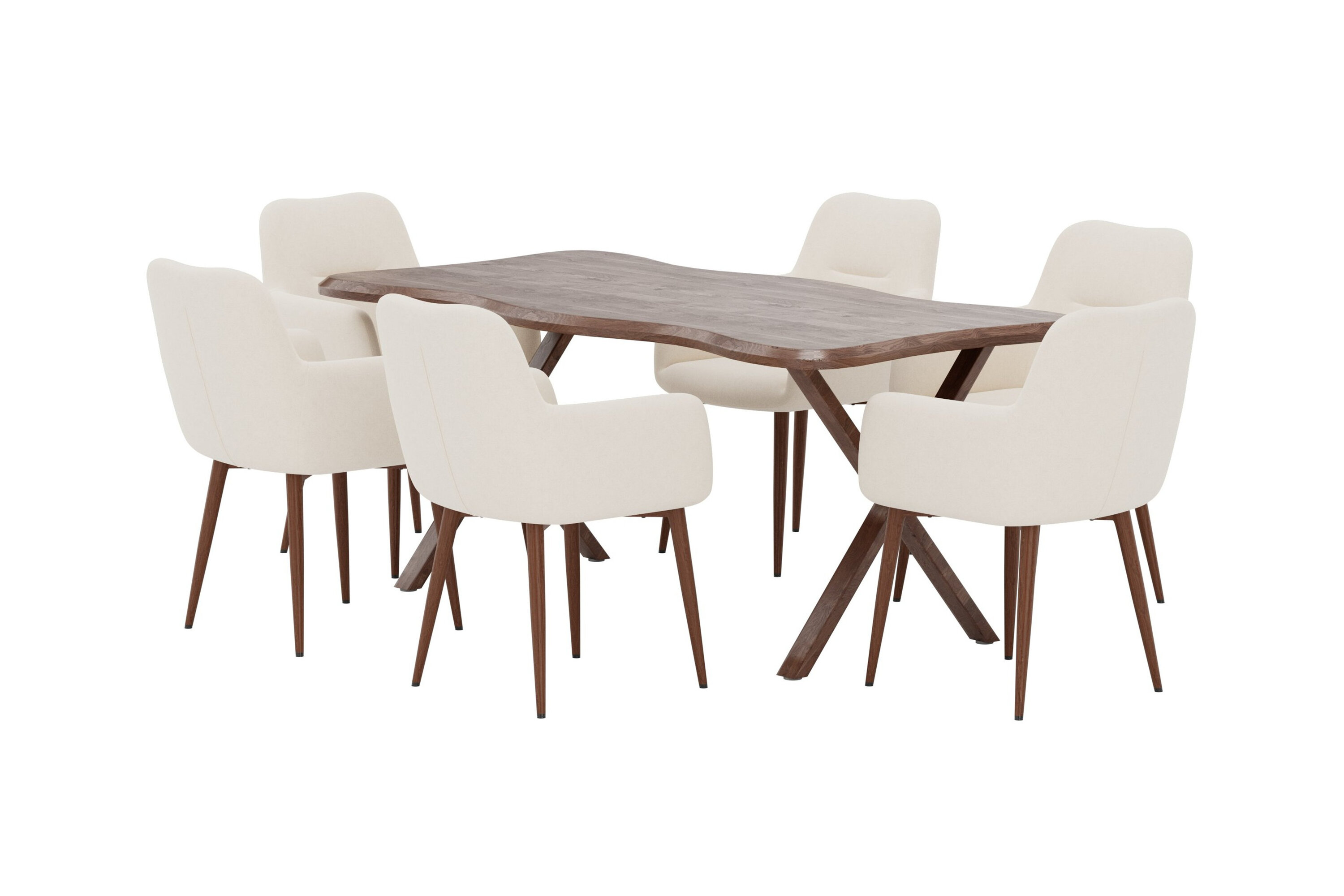Fiona, Tomorrow ensemble repas rectangulaire noyer, beige, moka sur fond clair